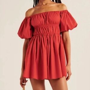 Red Off the Shoulder Mini Dress